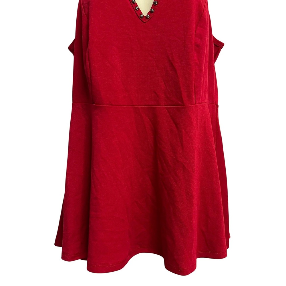 Torrid Top Womens Large 12 Ponte Stud Peplum Sleeveless Flare Cut Out Festival - Picture 5 of 10